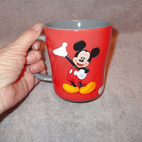 90s Vintage DISNEY Store MICKEY Mouse MUG Coffee Cup REVERSIBLE Stoneware 16oz - Picture 1 of 8